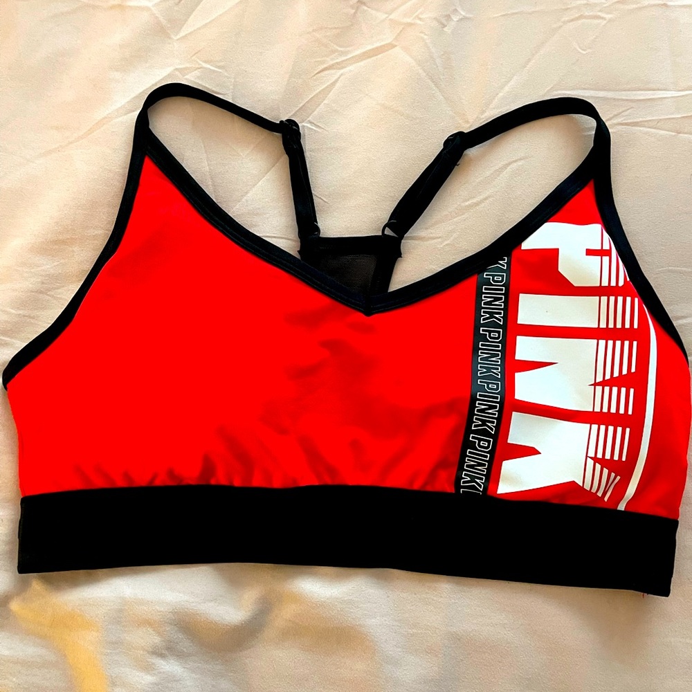 PINK Victoria’s Secret Ultimate Lightly Lined Logo Sports Bra, Large